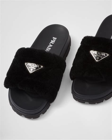 prada velvet slides|prada shearling clog.